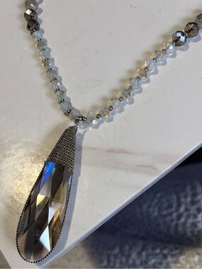2/$30 Smoky Crystal Teardrop Pendant Necklace - Women Jewelry